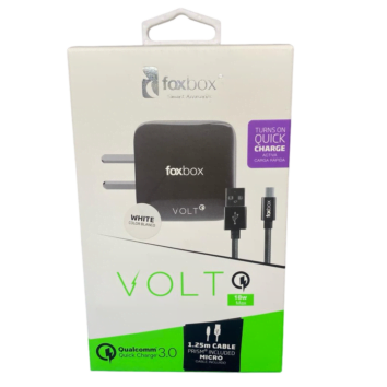 Cargador MicroUSB 3.0A (1 USB) Blanco Foxbox