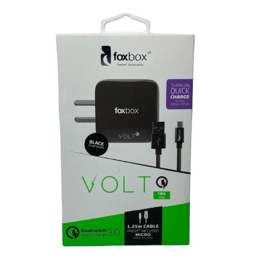 Cargador MicroUSB 3.0A (1 USB) Negro Foxbox