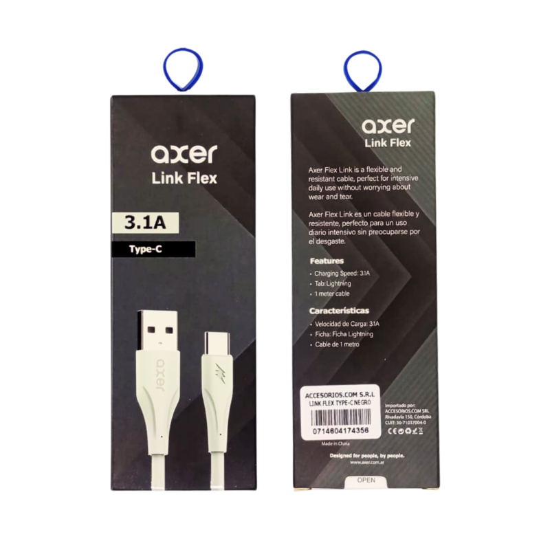 Cable Axer Link Flex Tipo C Blanco