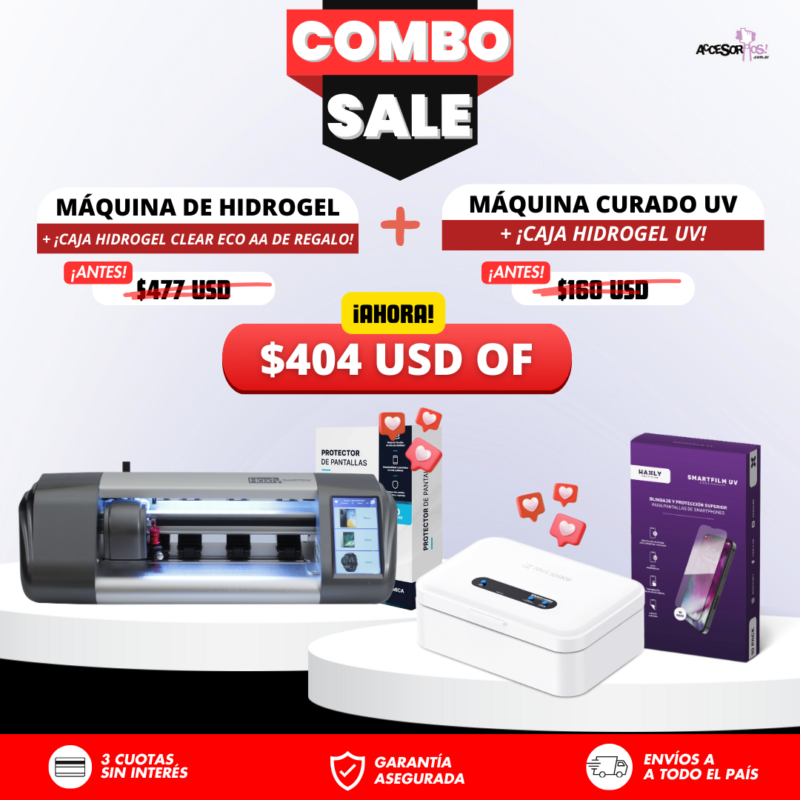 ¡SUPER COMBO! Máquina Hidrogel + Cabina Curado UV + Insumos!