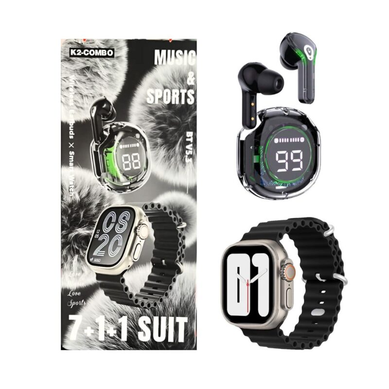 Combo K2 Smartwatch + Auriculares + 7 Mallas Intercambiables