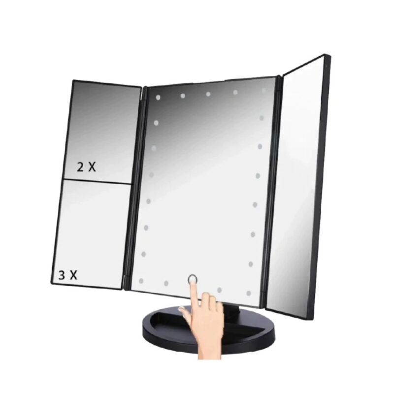 Espejo Plegable 3 Paneles con Luz LED Superstar XR-568 | Aumento y Carga USB
