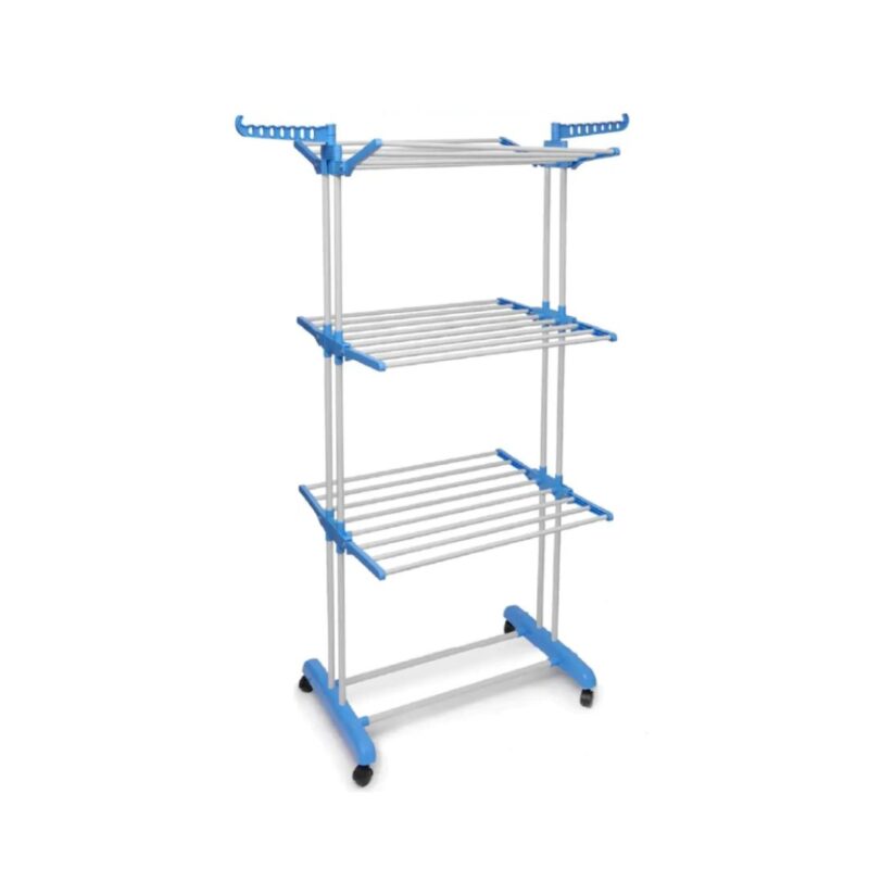 Tender Ropa 3 Niveles Plegable Reforzado 40kg con Ruedas 360° Acero