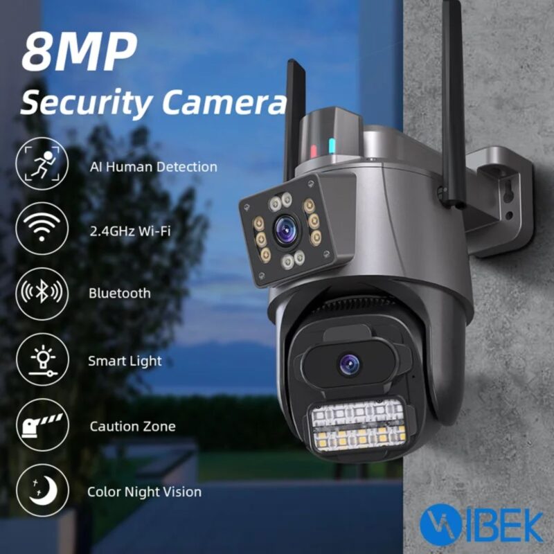 CÁMARA IP WIFI 8MP LENTE DUAL PANTALLA DUAL APP ICSEE IBEK IB-A38