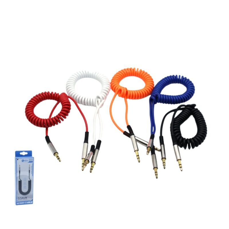 Cable Auxiliar 3.5mm a 3.5mm Cable Espiral 1.5M AU-3502 - Imagen 1