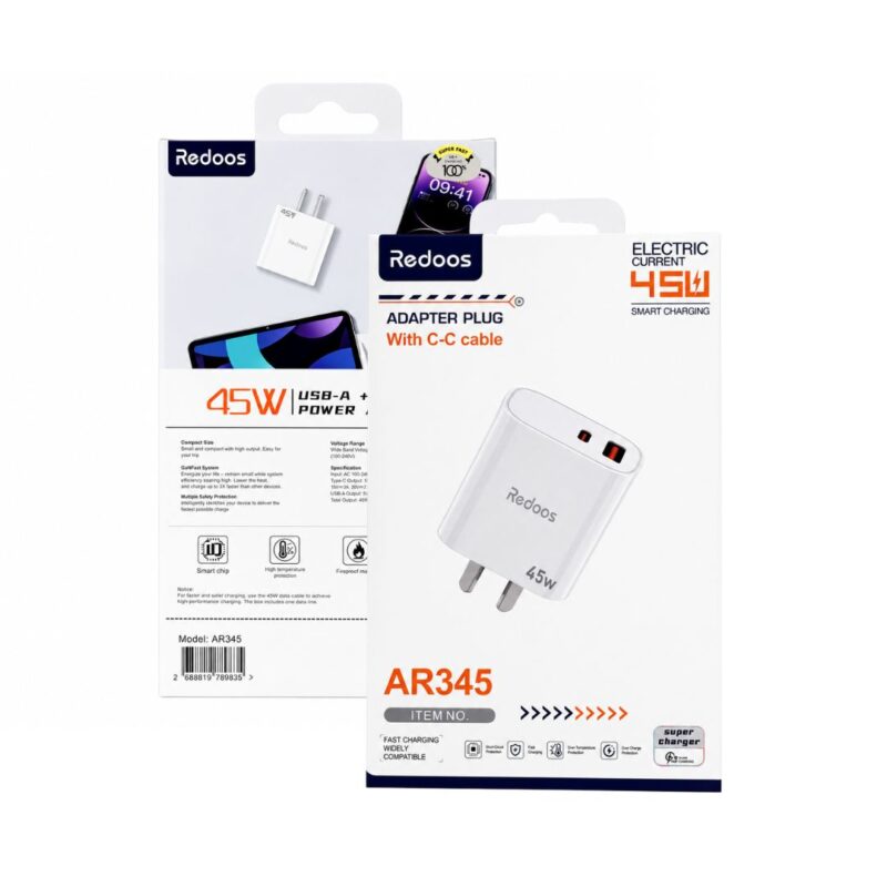 Cargador Redoos  A+C 45w Tipo C a Tipo C AR345